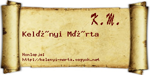 Kelényi Márta névjegykártya