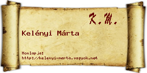 Kelényi Márta névjegykártya